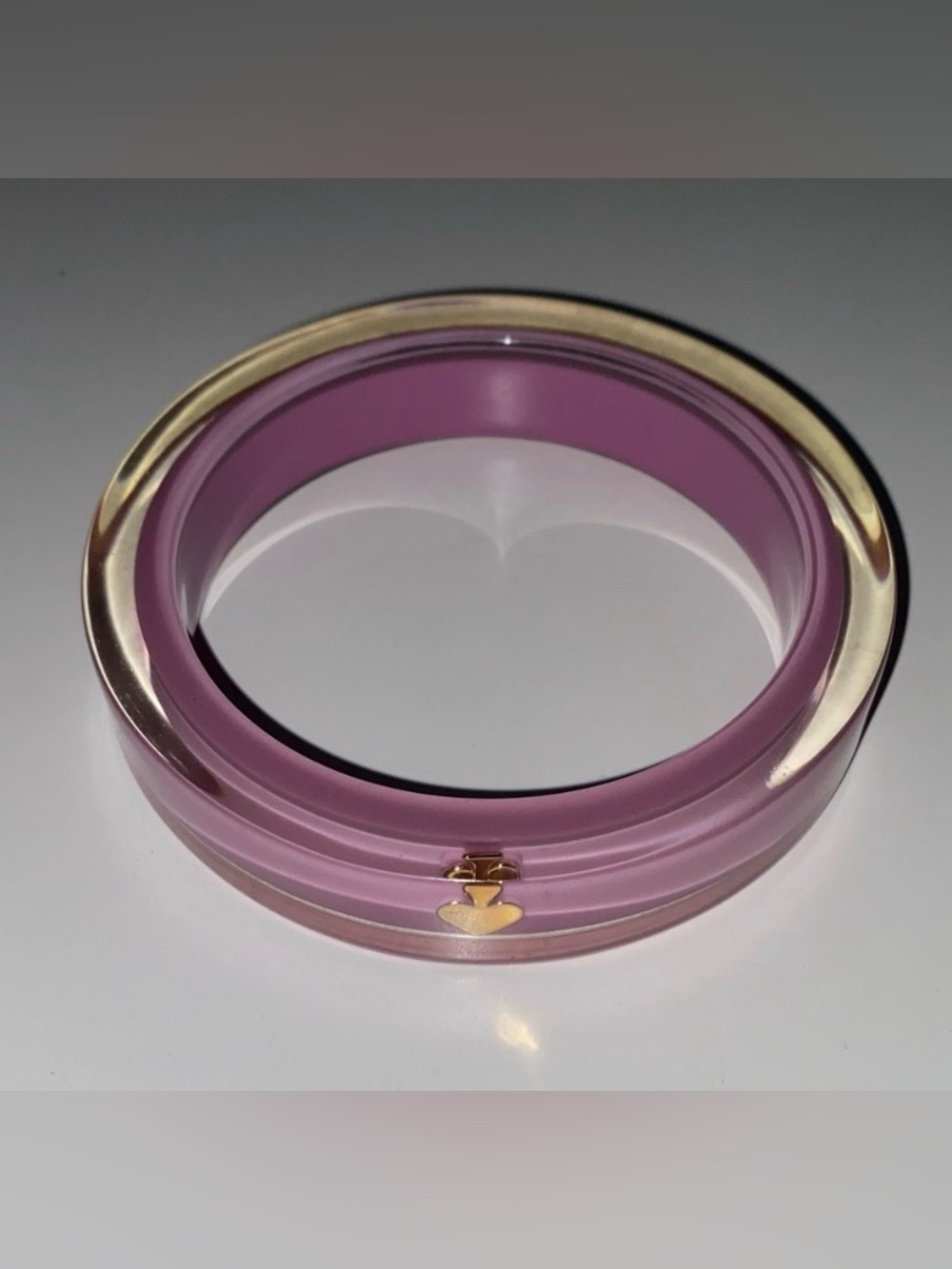 Vintage Kate Spade Maybe Purple Clear Gold Bangle Bracelet